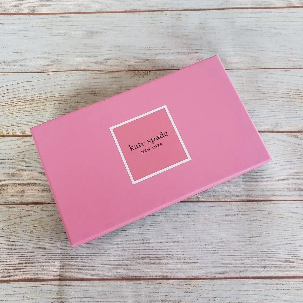 Kate Spade Staci Garden Bouquet Floral Straw Large Continental Wallet Gift Box